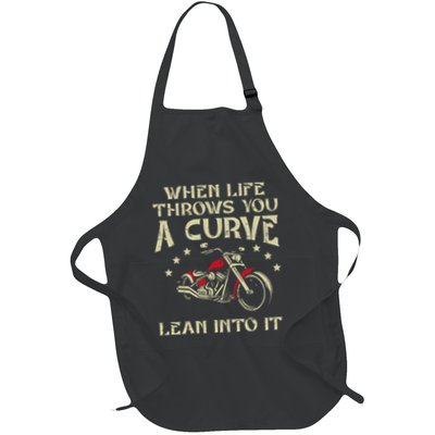 Biker When Life Throws You A Curve Motorcycle Full-Length Apron With Pockets