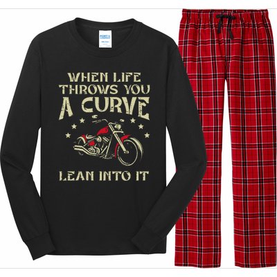 Biker When Life Throws You A Curve Motorcycle Long Sleeve Pajama Set