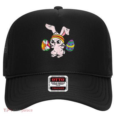 Bunny Weight Lifting Easter Cute Gym Workout Fitness Lover Tank Top High Crown Mesh Back Trucker Hat