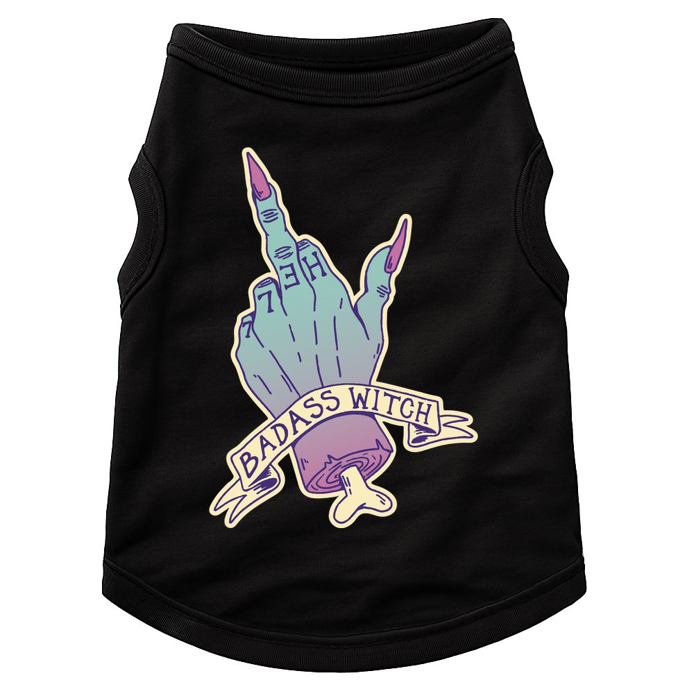 Badass Witch Middle Finger Doggie Tank