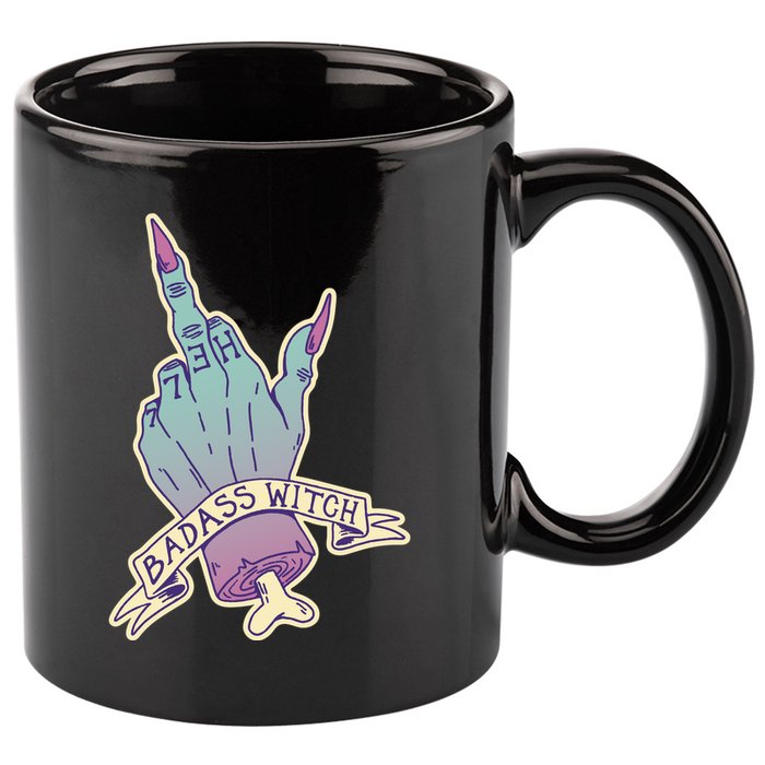 Badass Witch Middle Finger 11oz C Handle Ceramic Mug