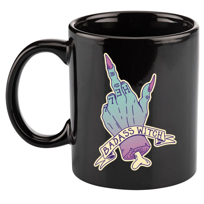 Badass Witch Middle Finger 11oz C Handle Ceramic Mug