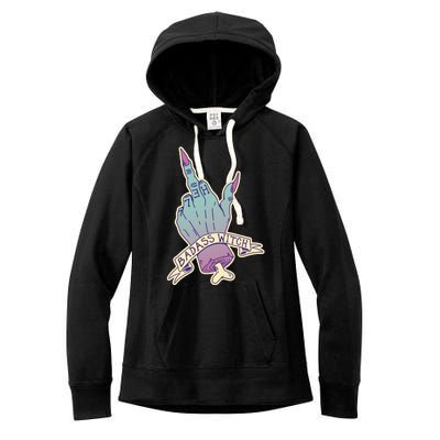 Badass Witch Middle Finger Women's Fleece Hoodie