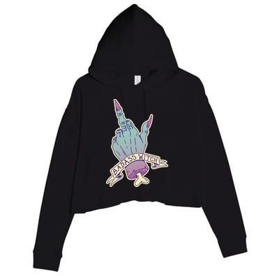 Badass Witch Middle Finger Crop Fleece Hoodie