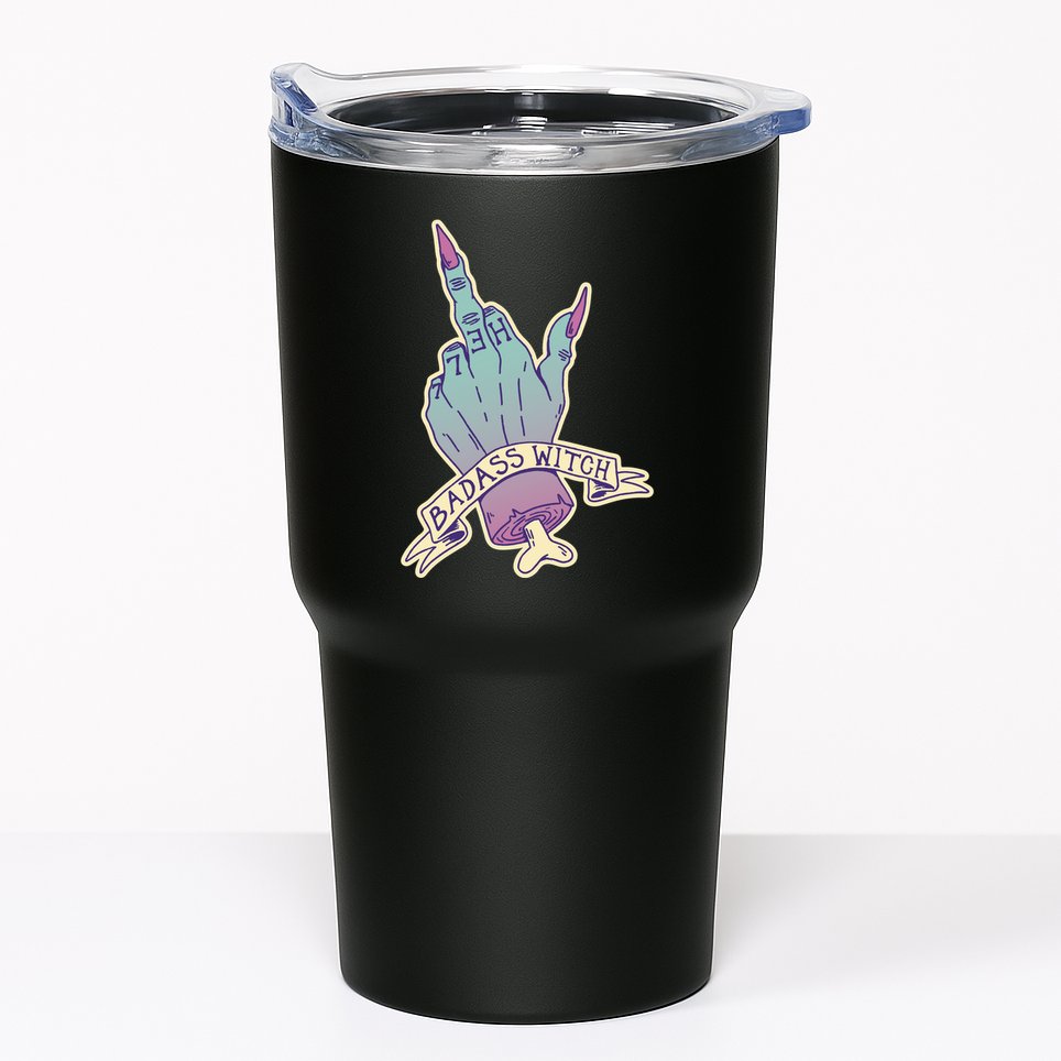Badass Witch Middle Finger Tumbler
