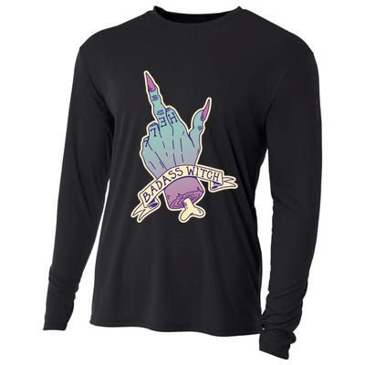 Badass Witch Middle Finger Cooling Performance Long Sleeve Crew