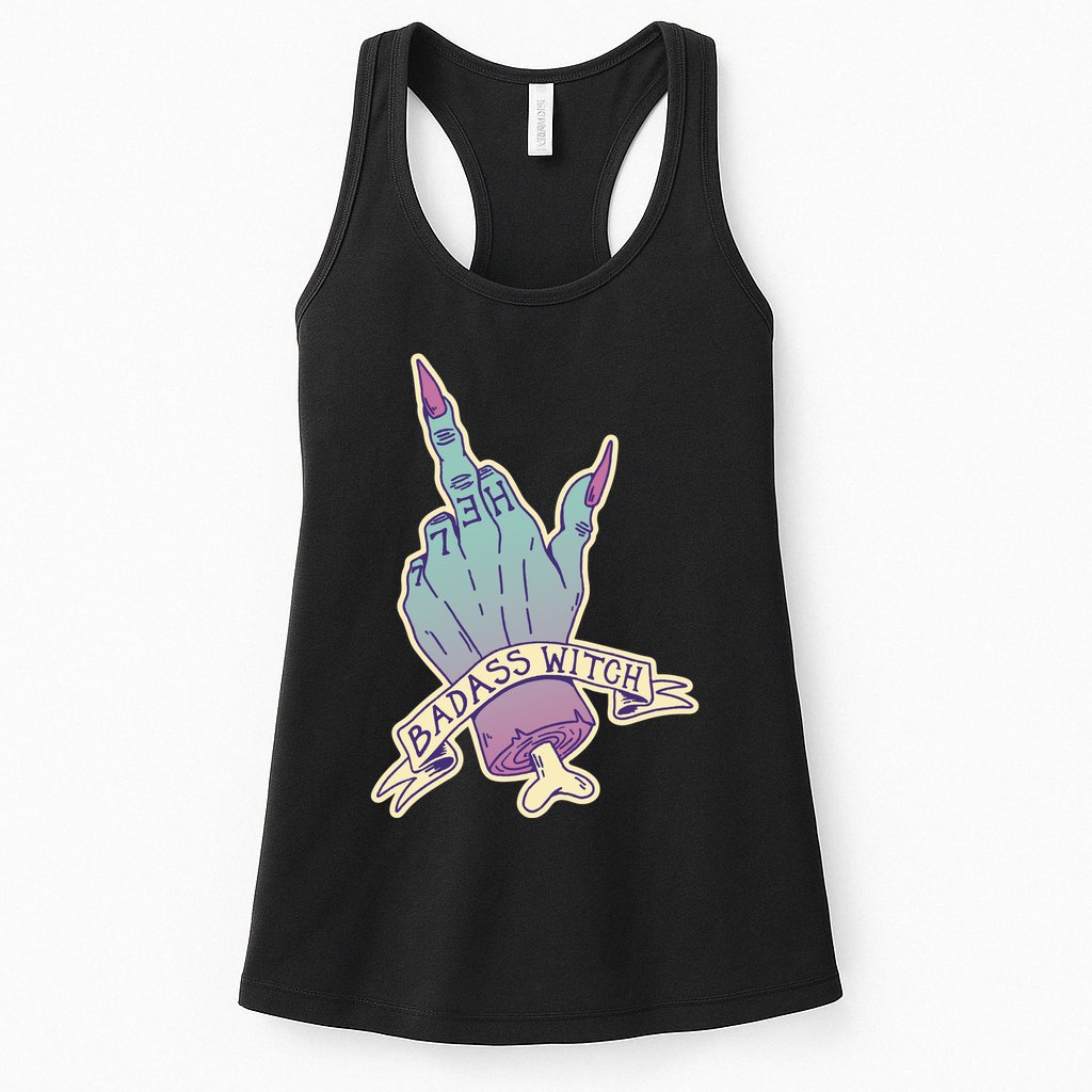Badass Witch Middle Finger Womens Tank Top
