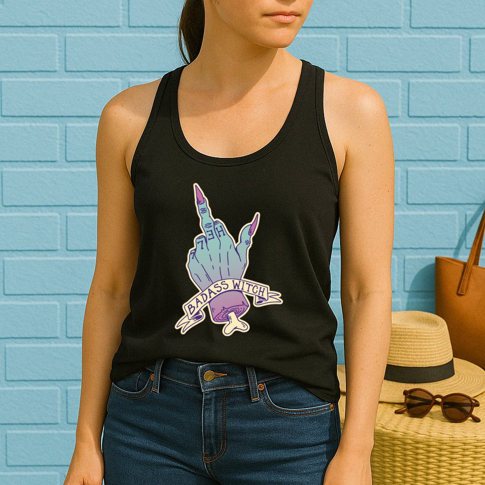 Badass Witch Middle Finger Womens Tank Top