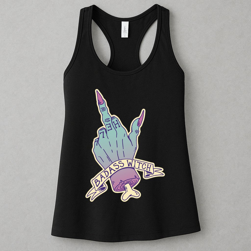 Badass Witch Middle Finger Womens Tank Top