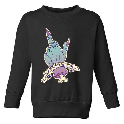 Badass Witch Middle Finger Toddler Sweatshirt