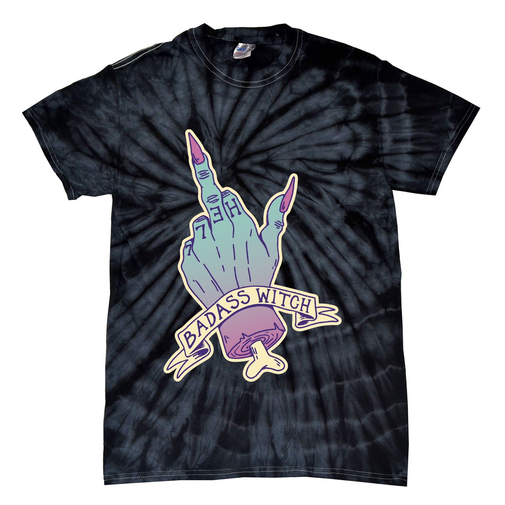 Badass Witch Middle Finger Tie-Dye T-Shirt