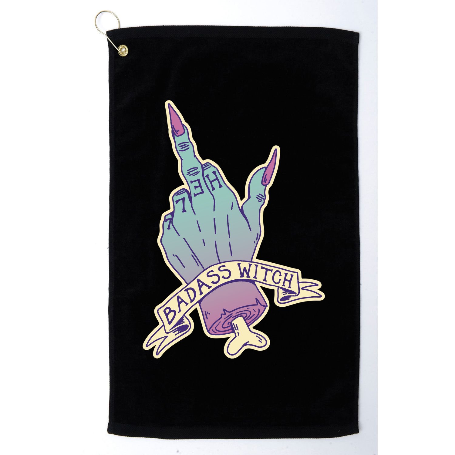 Badass Witch Middle Finger Golf Towel