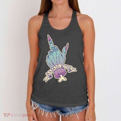 Badass Witch Middle Finger Women's Knotted Racerback Tank
