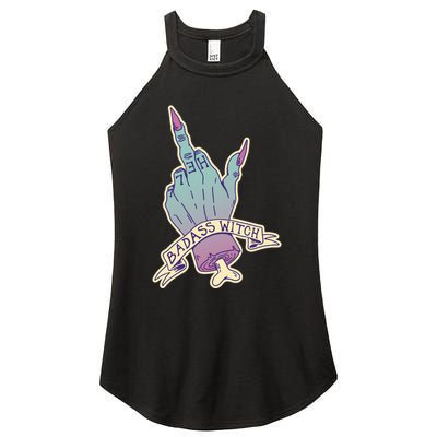 Badass Witch Middle Finger Women's Perfect Tri Rocker Tank