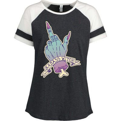 Badass Witch Middle Finger Enza Ladies Jersey Colorblock Tee