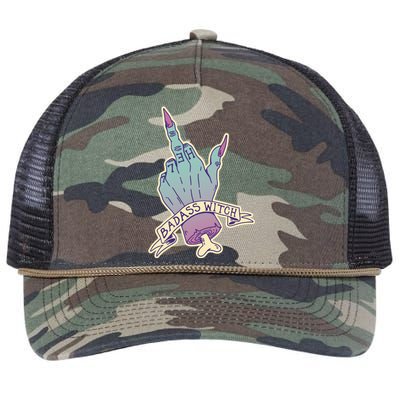 Badass Witch Middle Finger Retro Rope Trucker Hat Cap