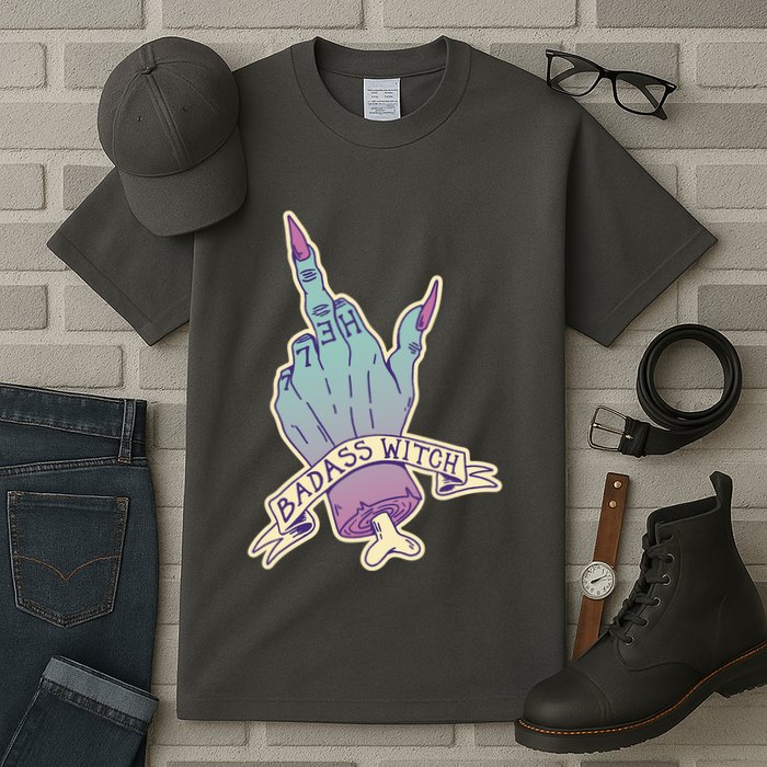 Badass Witch Middle Finger Tall T-Shirt