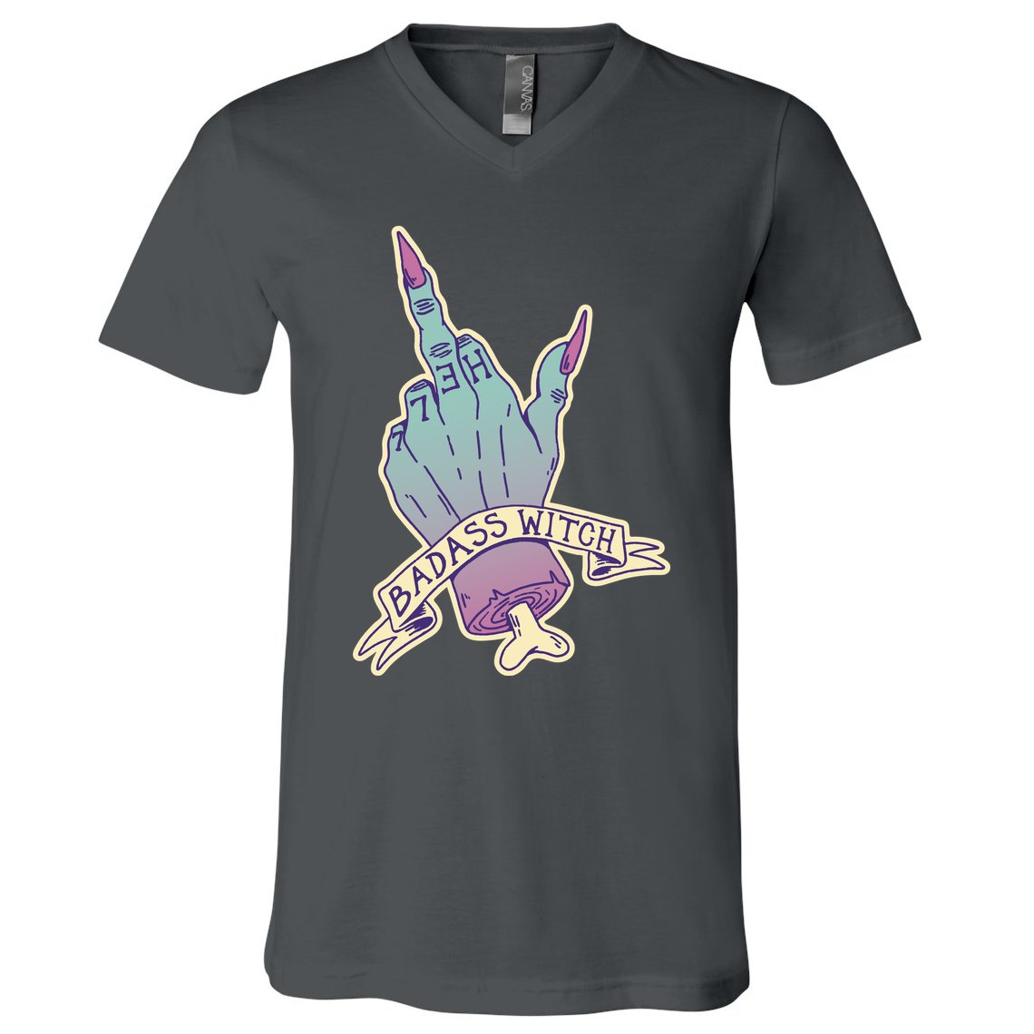 Badass Witch Middle Finger V-Neck T-Shirt