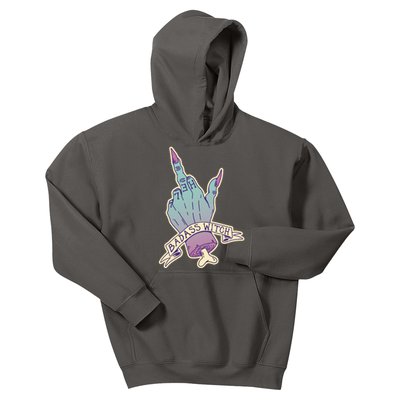 Badass Witch Middle Finger Kids Hoodie