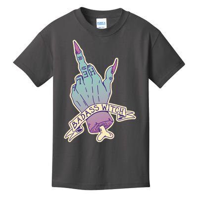 Badass Witch Middle Finger Kids T-Shirt