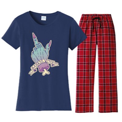 Badass Witch Middle Finger Women's Flannel Pajama Set