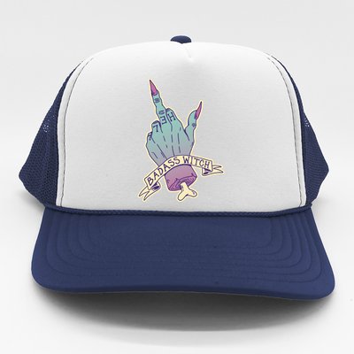 Badass Witch Middle Finger Trucker Hat