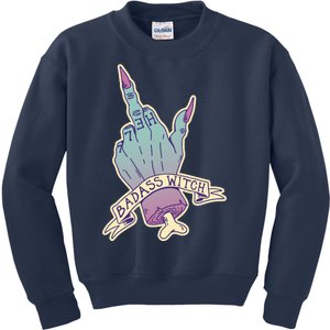 Badass Witch Middle Finger Kids Sweatshirt