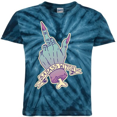 Badass Witch Middle Finger Kids Tie-Dye T-Shirt