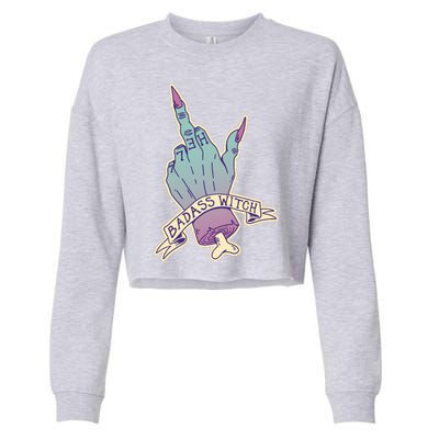 Badass Witch Middle Finger Cropped Pullover Crew