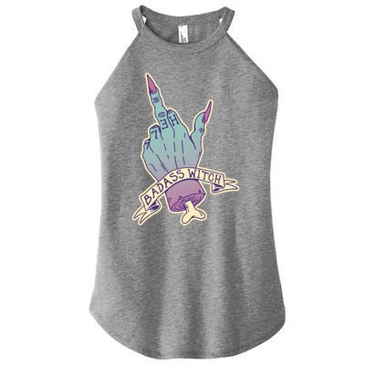 Badass Witch Middle Finger Women's Perfect Tri Rocker Tank