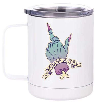 Badass Witch Middle Finger 12 oz Stainless Steel Tumbler Cup