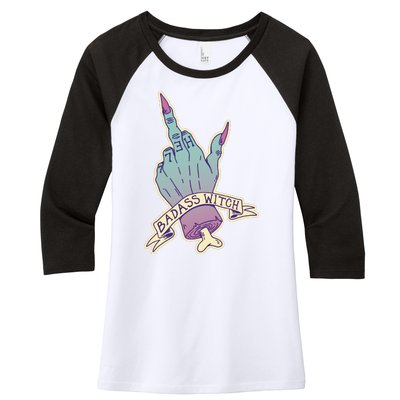 Badass Witch Middle Finger Women's Tri-Blend 3/4-Sleeve Raglan Shirt