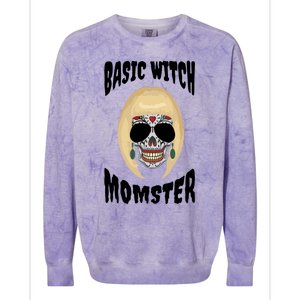 Basic Witch Momster Sugar Skull Blonde Mom Funny Mother Gift Colorblast Crewneck Sweatshirt