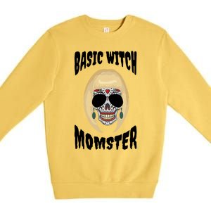 Basic Witch Momster Sugar Skull Blonde Mom Funny Mother Gift Premium Crewneck Sweatshirt