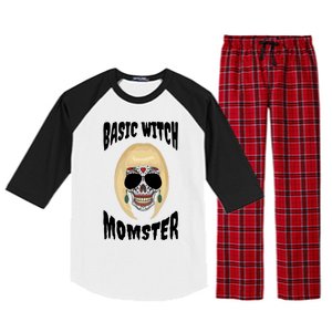 Basic Witch Momster Sugar Skull Blonde Mom Funny Mother Gift Raglan Sleeve Pajama Set