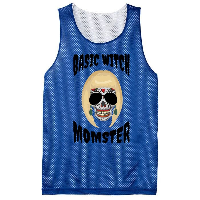 Basic Witch Momster Sugar Skull Blonde Mom Funny Mother Gift Mesh Reversible Basketball Jersey Tank