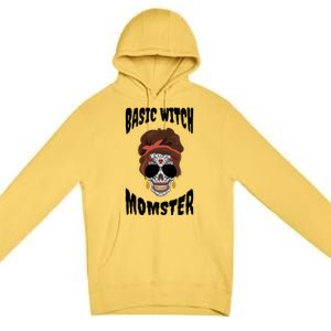 Basic Witch Momster Sugar Skull Brunette Mom Funny Mother Cool Gift Premium Pullover Hoodie