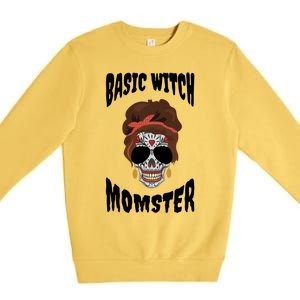 Basic Witch Momster Sugar Skull Brunette Mom Funny Mother Cool Gift Premium Crewneck Sweatshirt