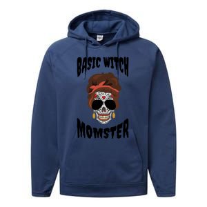 Basic Witch Momster Sugar Skull Brunette Mom Funny Mother Cool Gift Performance Fleece Hoodie