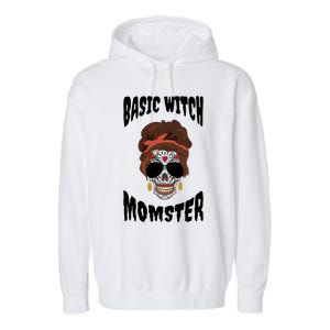 Basic Witch Momster Sugar Skull Brunette Mom Funny Mother Cool Gift Garment-Dyed Fleece Hoodie