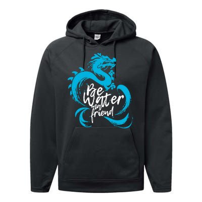 Be Water My Friend Water Dragon Performance Fleece Hoodie