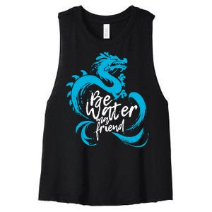 Be Water My Friend Water Dragon Women's Racerback Cropped Tank