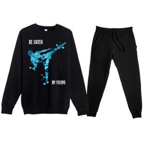 Be Water My Friend Ripple Quote Premium Crewneck Sweatsuit Set