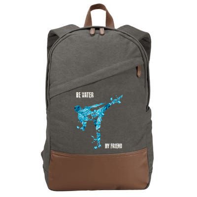 Be Water My Friend Ripple Quote Cotton Canvas Backpack