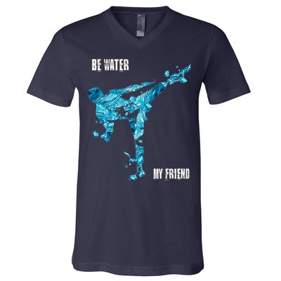 Be Water My Friend Ripple Quote V-Neck T-Shirt