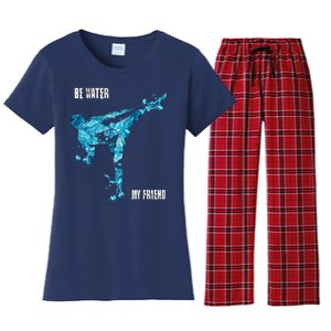 Be Water My Friend Ripple Quote Women's Flannel Pajama Set