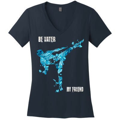 Be Water My Friend Ripple Quote Women's V-Neck T-Shirt