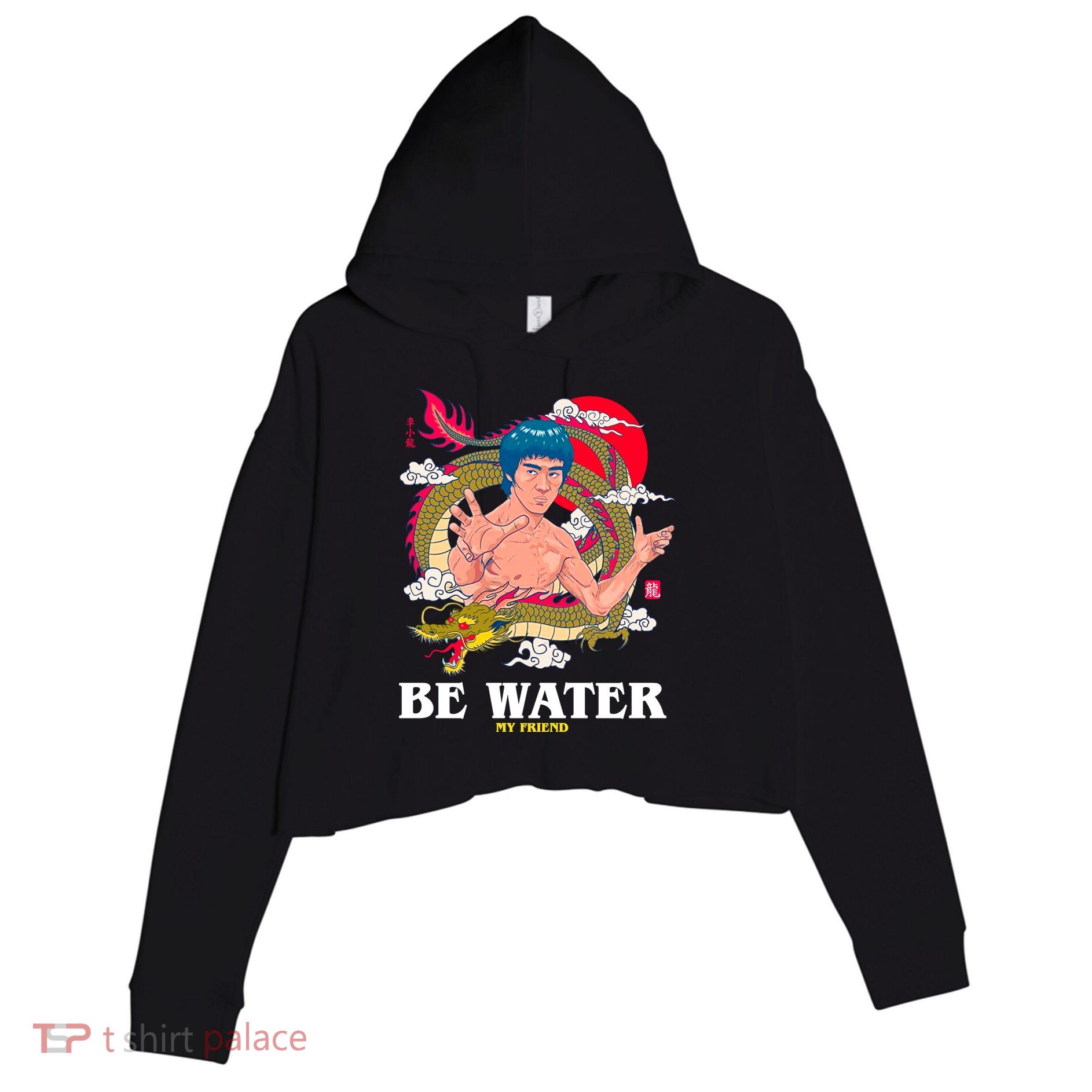 Be Water My Friend Crop Fleece Hoodie