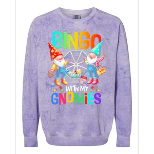 Bingo With My Gnomies Fun Bingo Gnome Squad Merry Christmas Colorblast Crewneck Sweatshirt