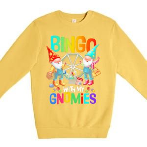 Bingo With My Gnomies Fun Bingo Gnome Squad Merry Christmas Premium Crewneck Sweatshirt